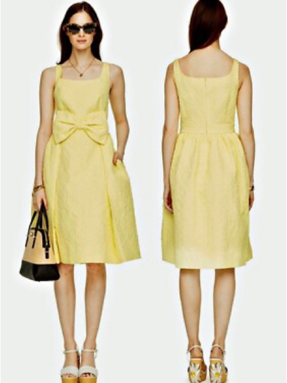 Kate Spade 'Tavor' Yellow Floral
Bow Jacquard Dress